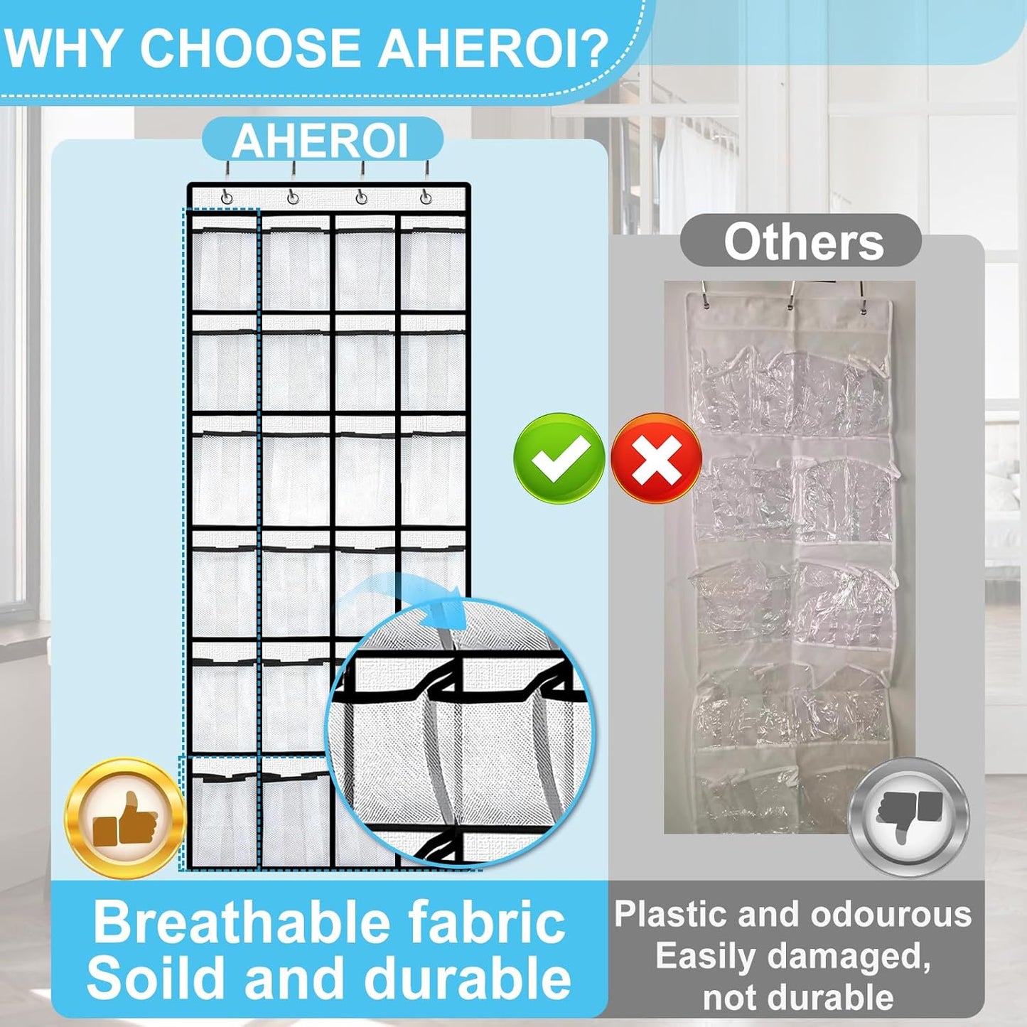 Over the Door Organizer for all your cruise items - 24 Mesh Pockets NOT PLASTIC