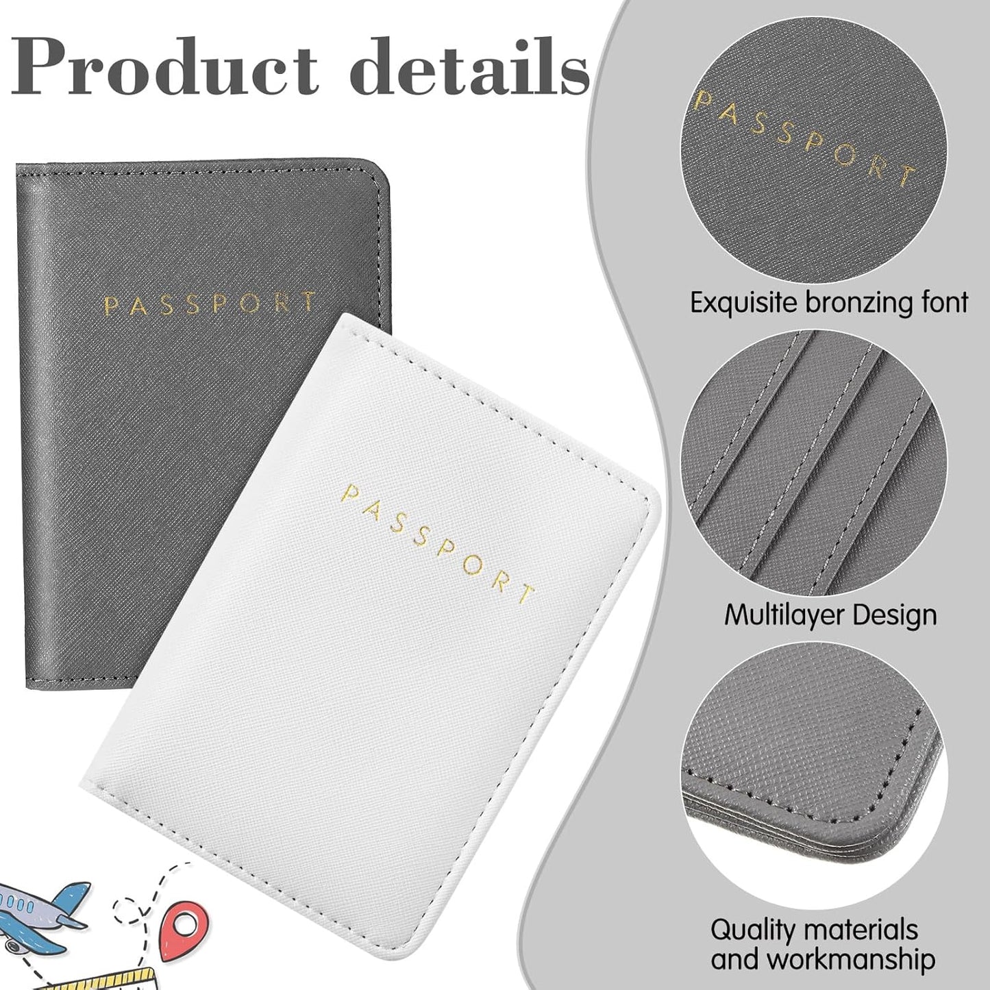 2 Passport Holder Cover Waterproof Leather Travel Wallets