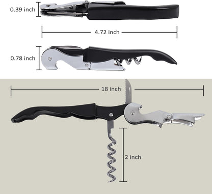 Corkscrew Wine Opener - Stainless Steel Fold Wine and Bottle opener with Serrated Foil Cutter